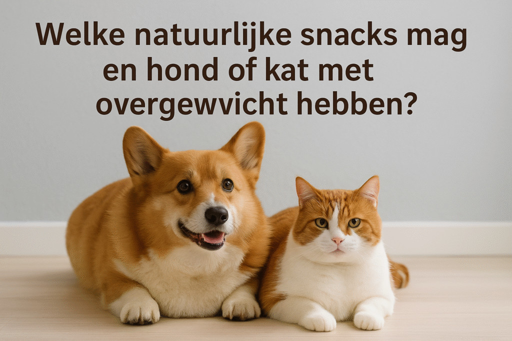 hond en kat samen met natuurlijke snacks geschikt bij overgewicht 