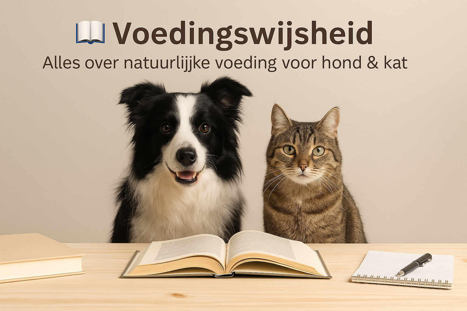 Hond en kat bij open boek – Voedingswijsheid Kennisbank – Hond & Katwaardig